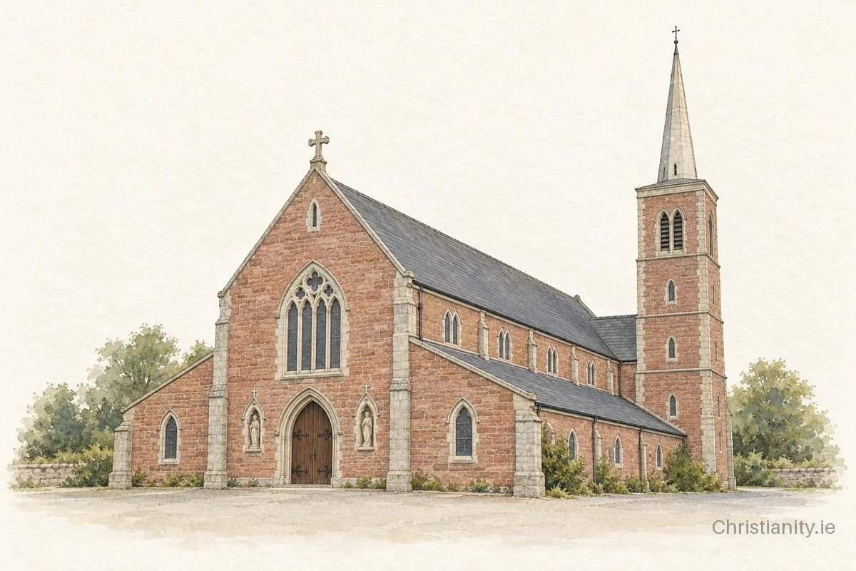 Watercolour and ink illustration of Church of Our Lady of The Assumption & St Laurence O’Toole