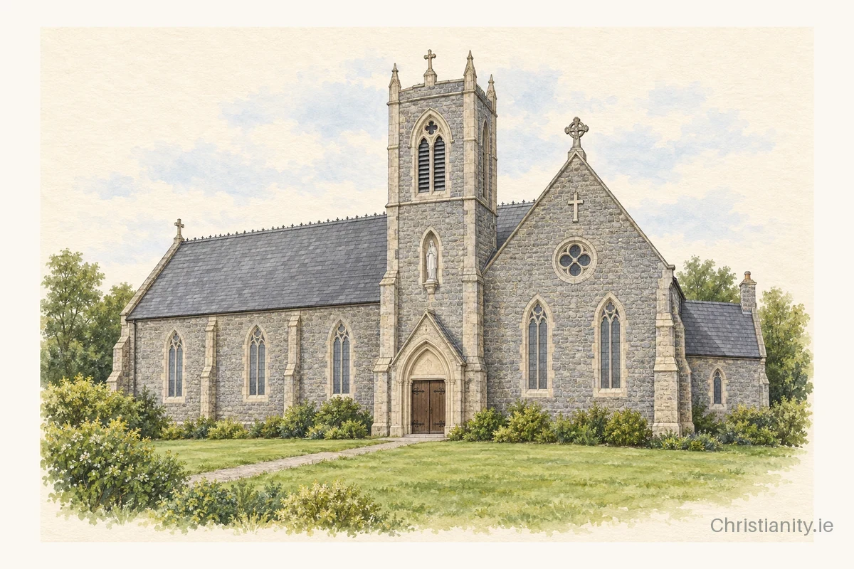 Watercolour and ink illustration of Church of Our Lady of the Immaculate Conception, Tenure