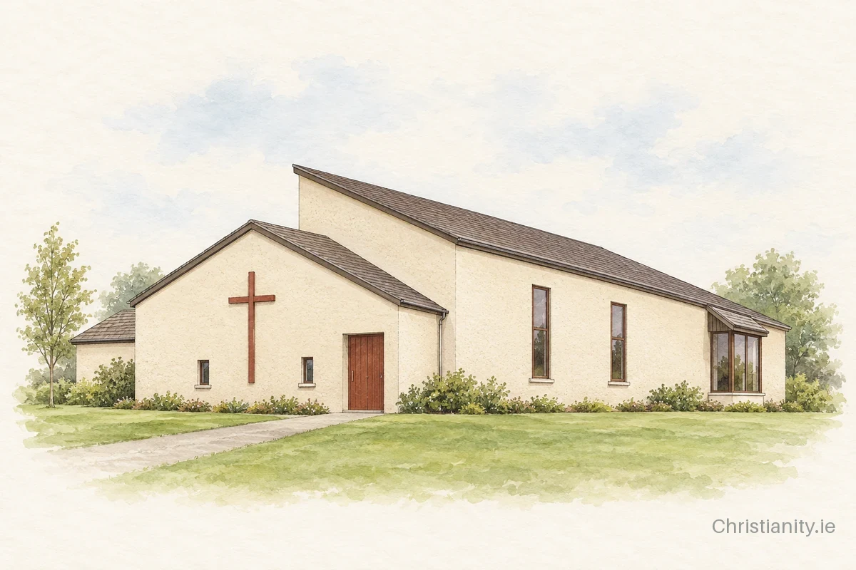 Watercolour and ink illustration of Church of Our Lady – Roslevan