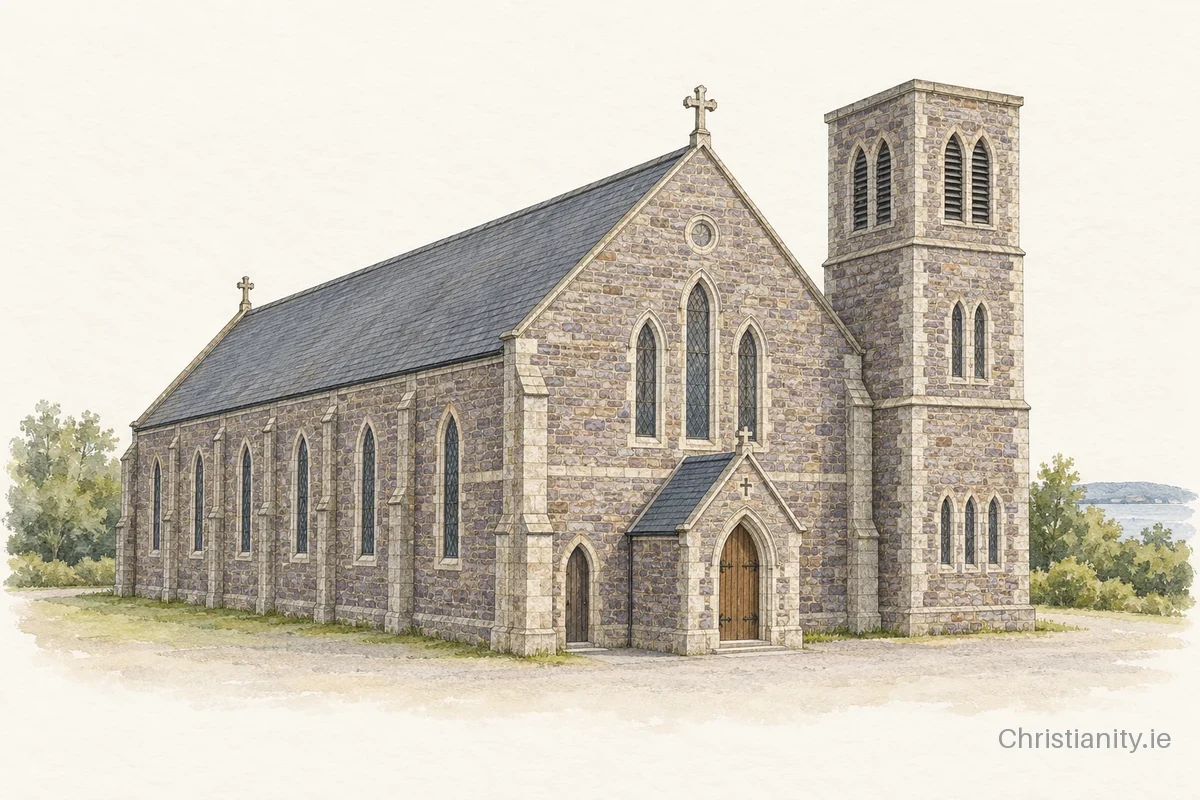 Watercolour and ink illustration of Church of Our Lady Star of the Sea
