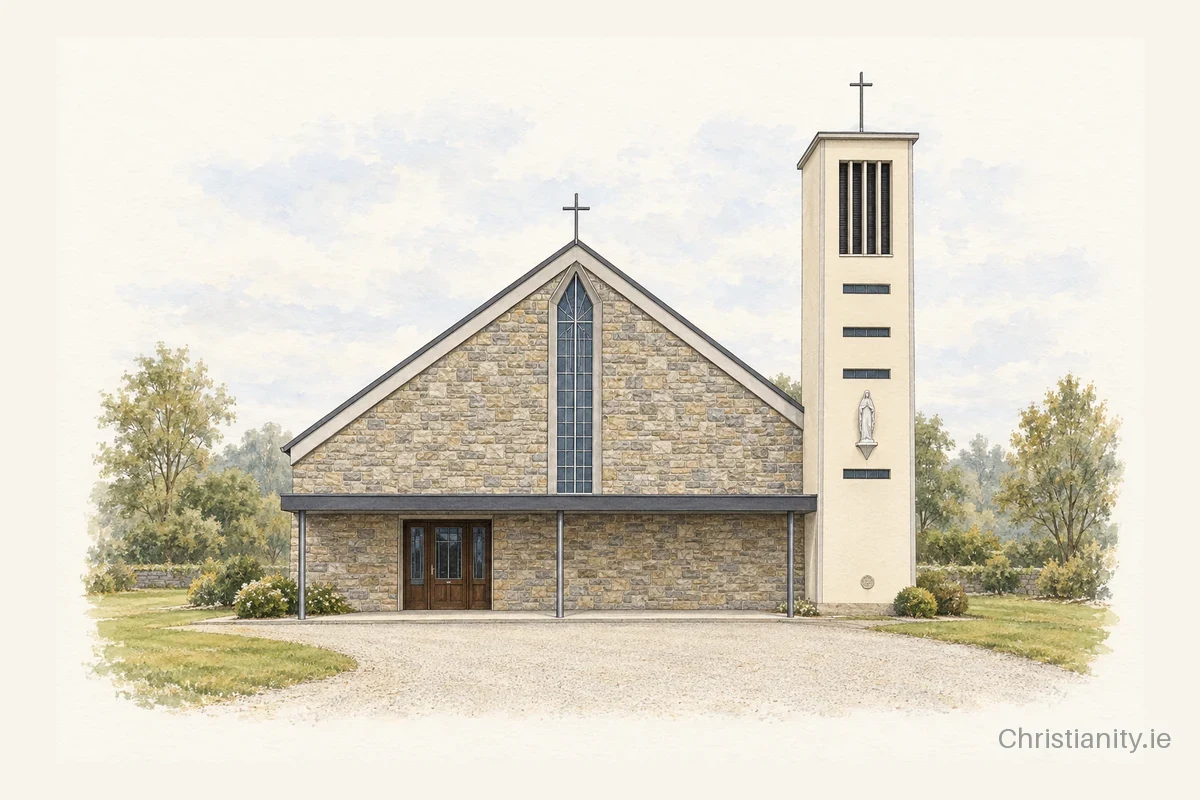 Watercolour and ink illustration of Church of Our Lady Star of the Sea, Ransboro
