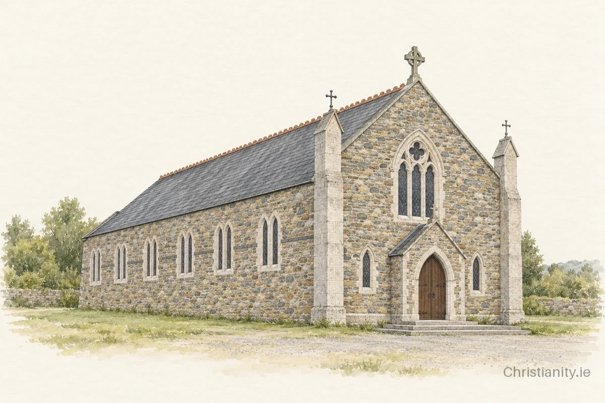 Watercolour and ink illustration of Church of Sacred Heart