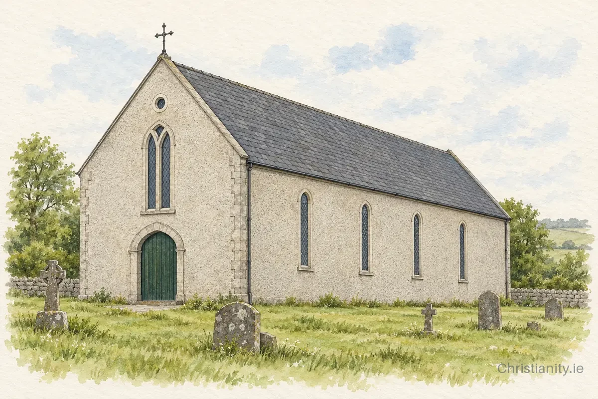 Watercolour and ink illustration of Church of SS. Patrick & Brigid, Grange