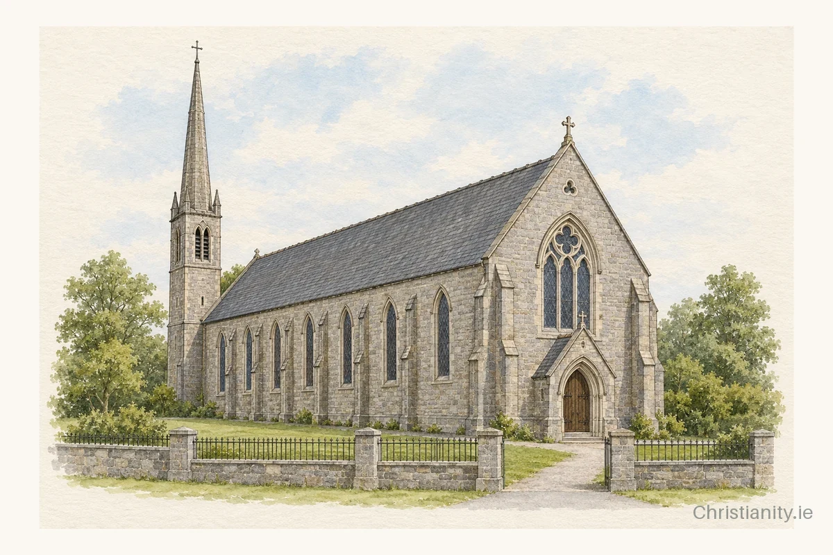 Watercolour and ink illustration of Church of SS. Peter & Paul, Bruff
