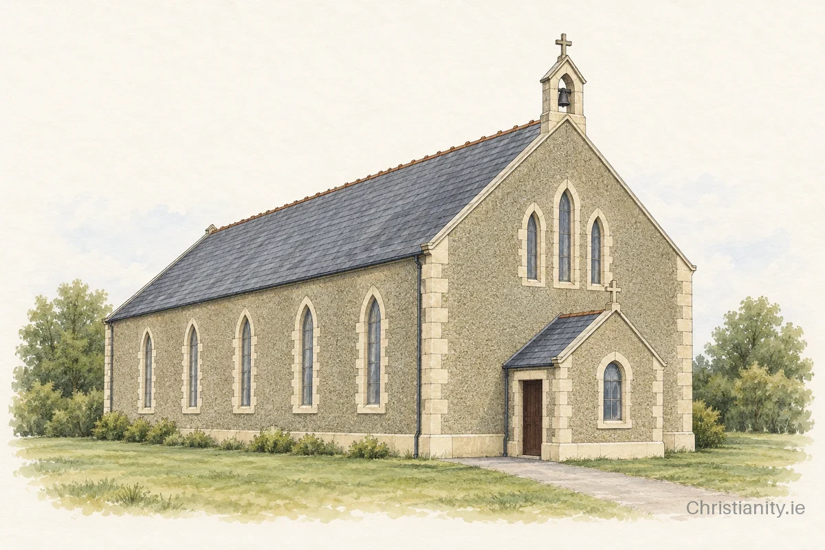 Watercolour and ink illustration of Church of St Anne and St John