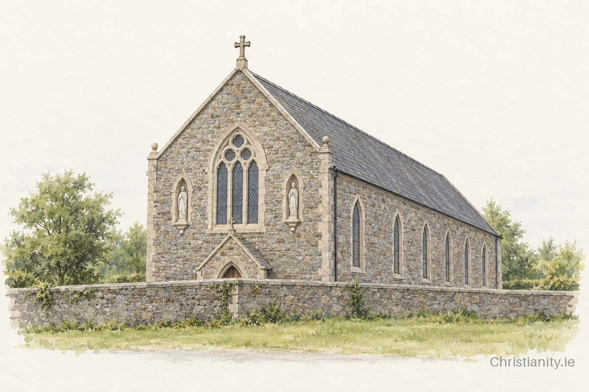 Watercolour and ink illustration of Church of St Anne