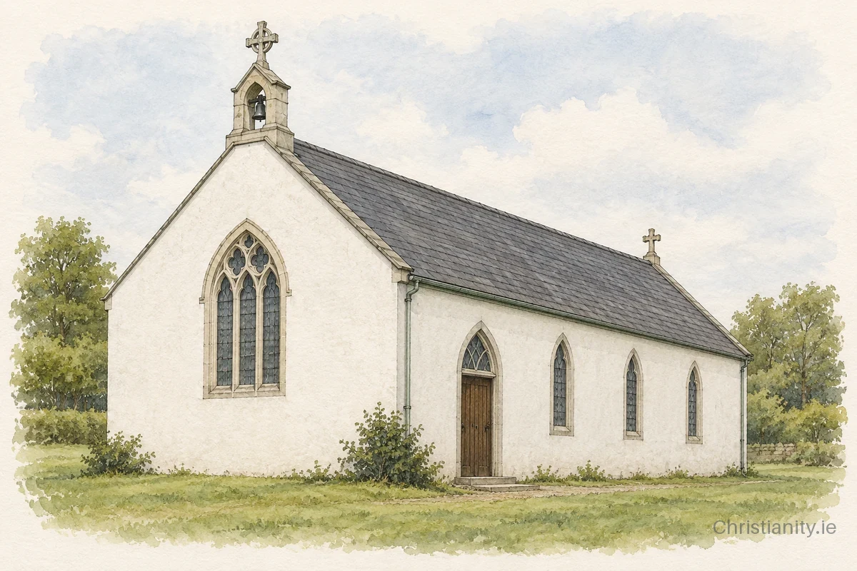 Watercolour and ink illustration of Church of St. Brigid, Milltown