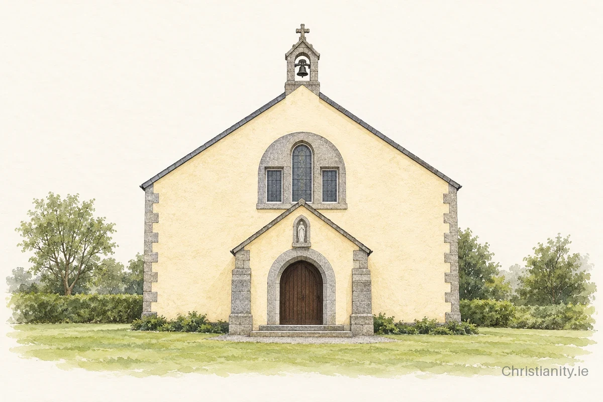Watercolour and ink illustration of Church of St Cyprian