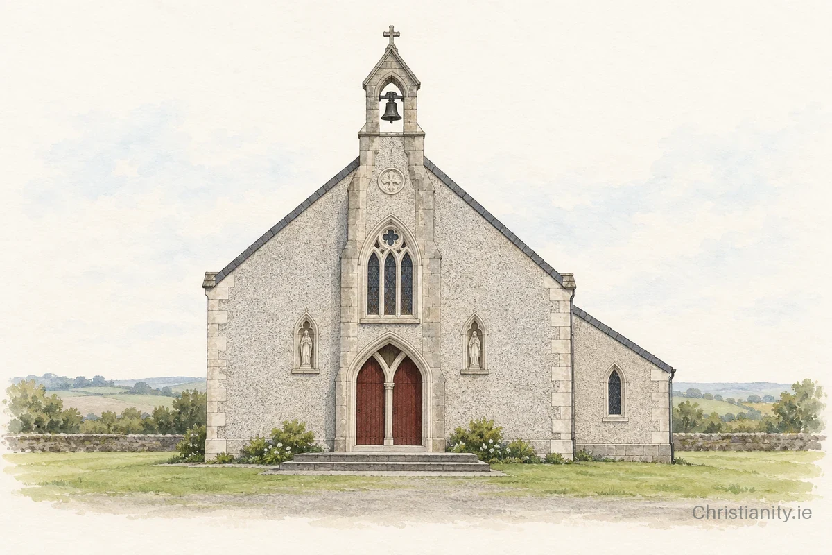 Watercolour and ink illustration of Church of St David