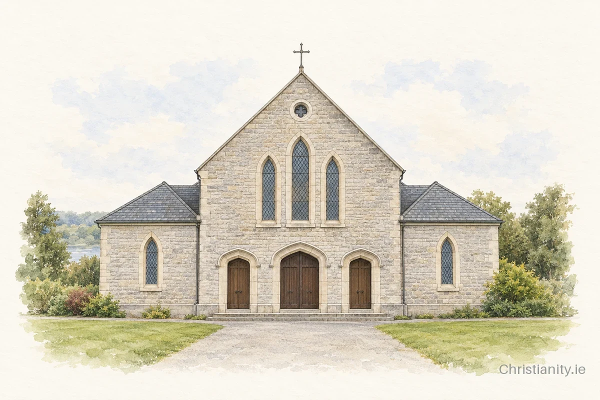 Watercolour and ink illustration of Church of St Flannan, Killaloe