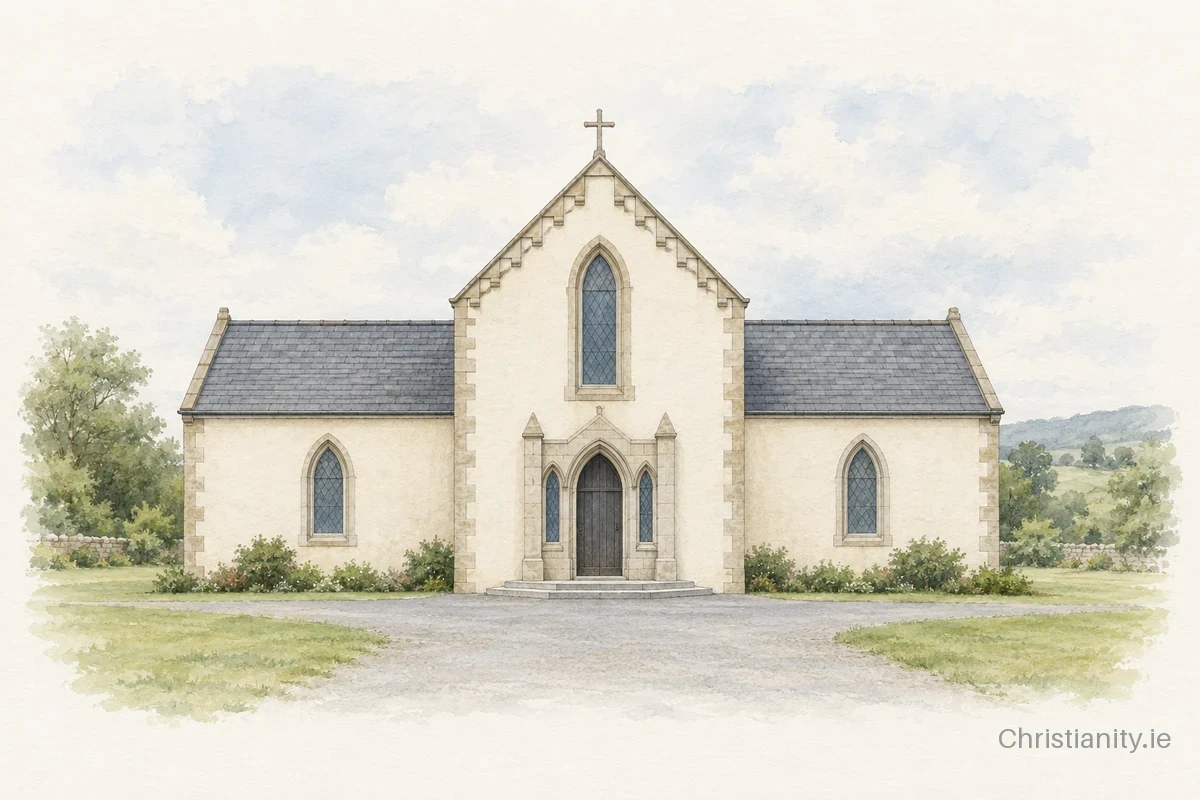 Watercolour and ink illustration of Church of St James of Jerusalem, Mullaghbrack
