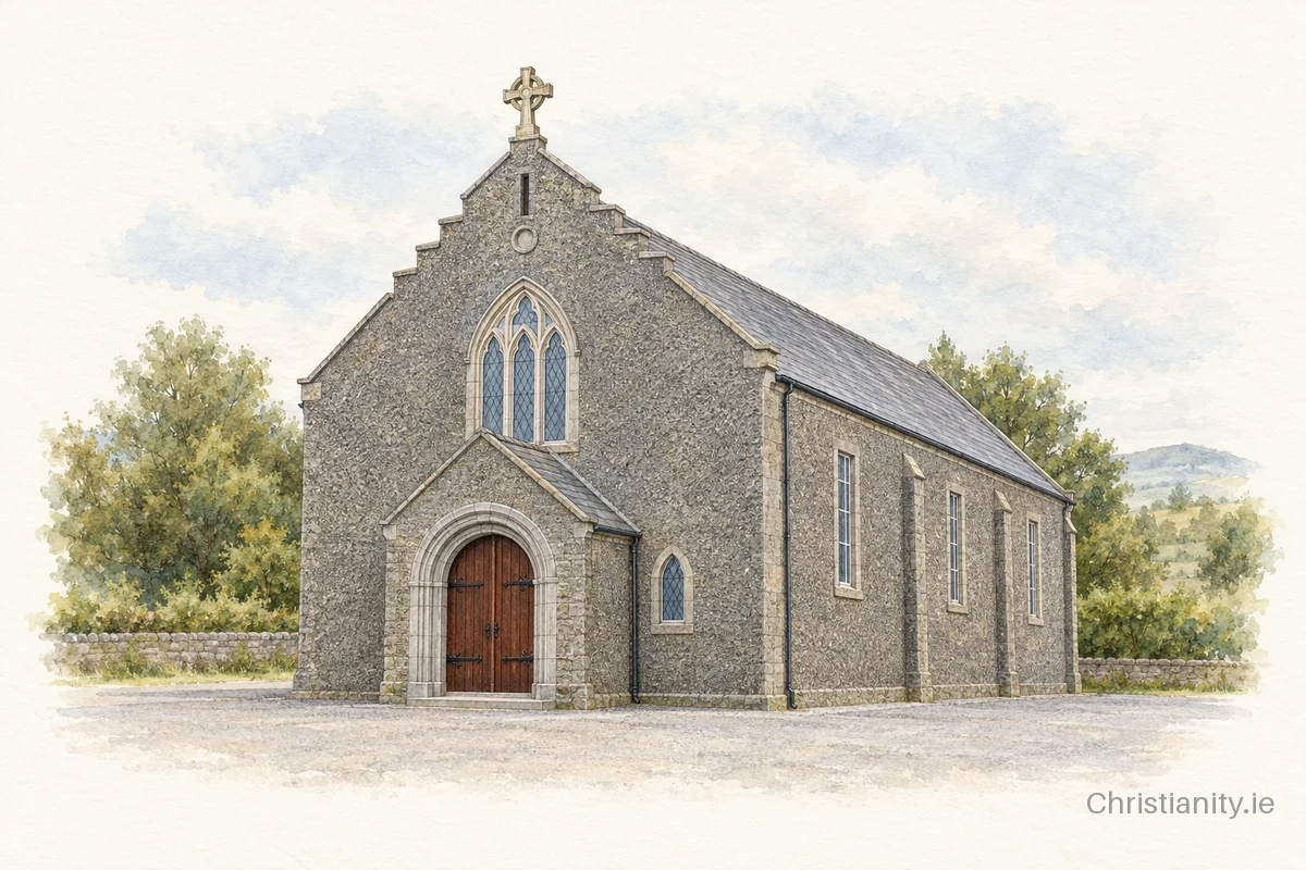 Watercolour and ink illustration of Church of St John, Tartaraghan