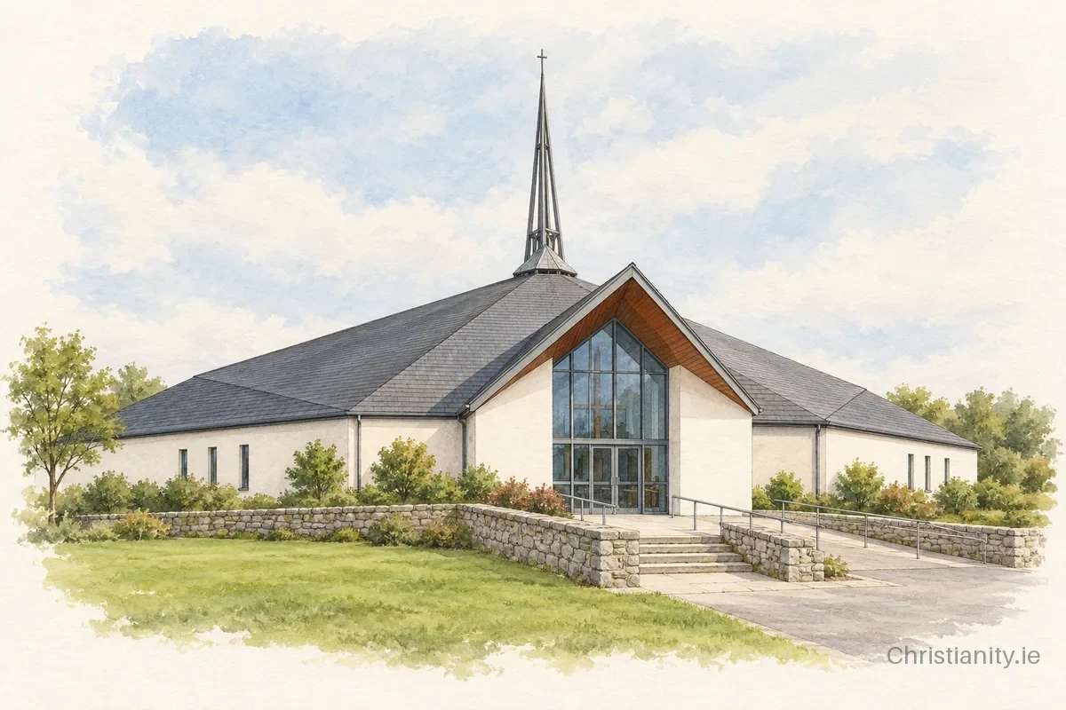 Watercolour and ink illustration of Church of St John the Apostle
