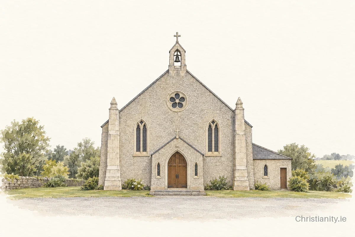 Watercolour and ink illustration of Church of St John the Baptist