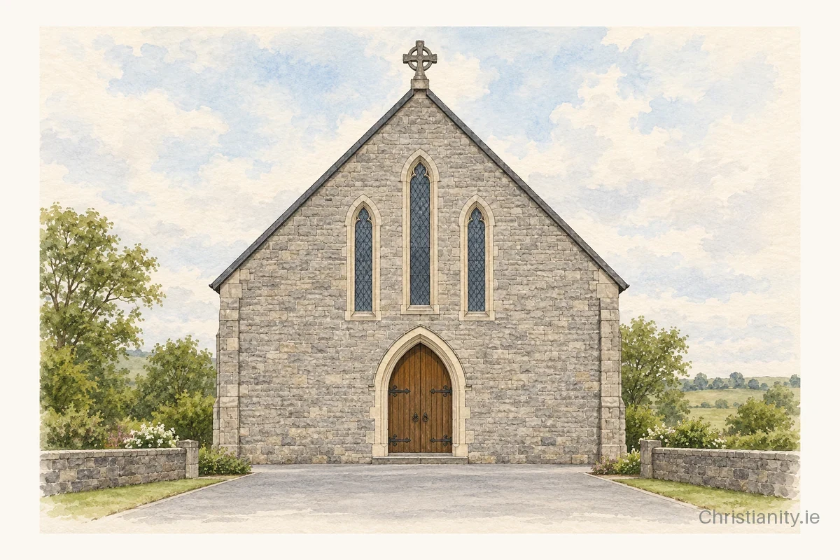 Watercolour and ink illustration of Church Of St. John The Baptist, Clonoulty