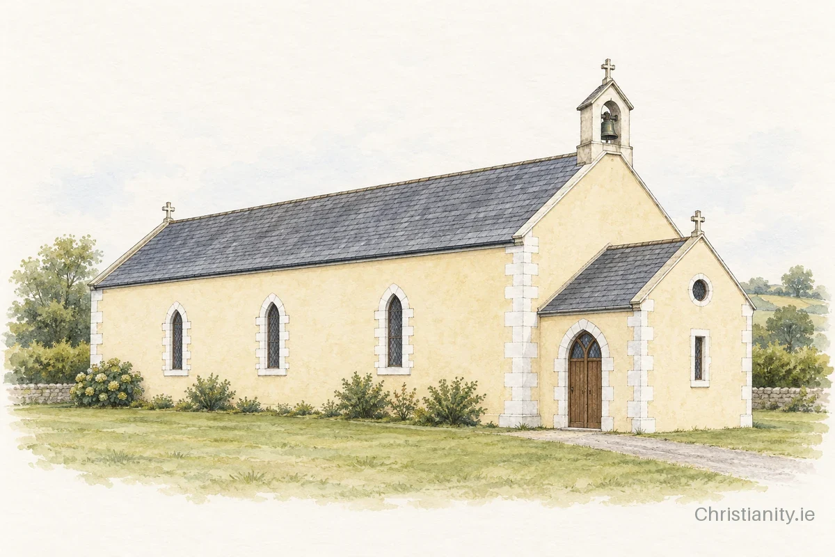 Watercolour and ink illustration of Church of St John the Baptist