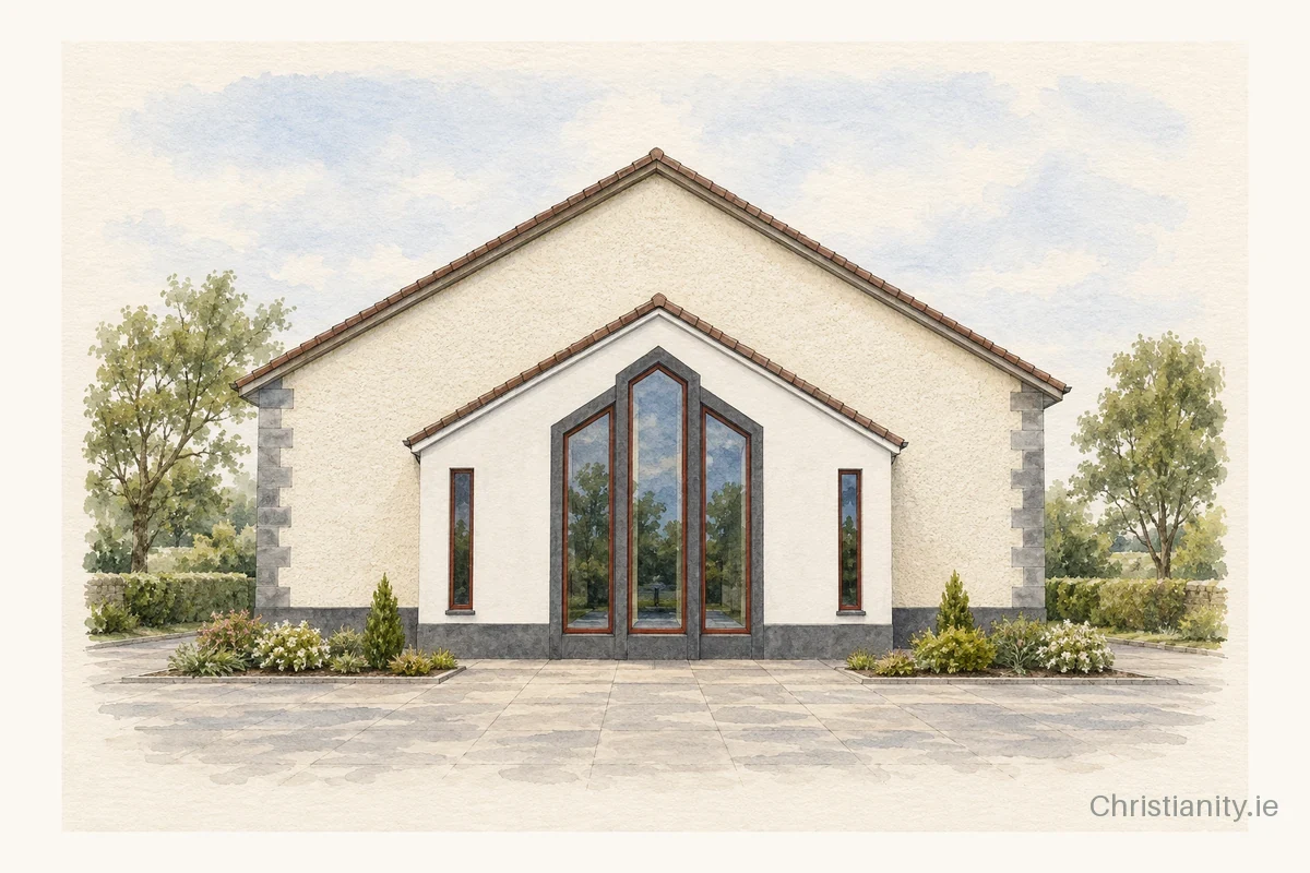 Watercolour and ink illustration of Church of St John the Baptist, Tyone