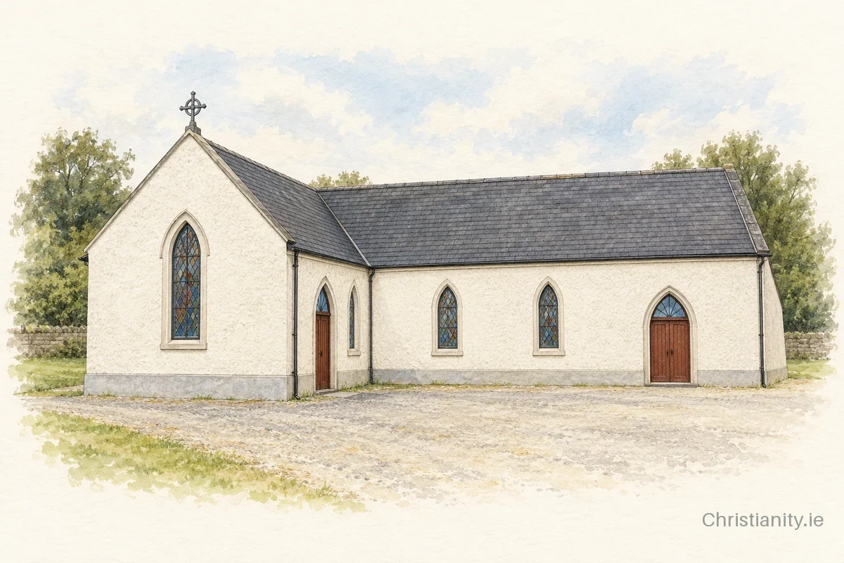 Watercolour and ink illustration of Church of St John the Baptist, Whitehall