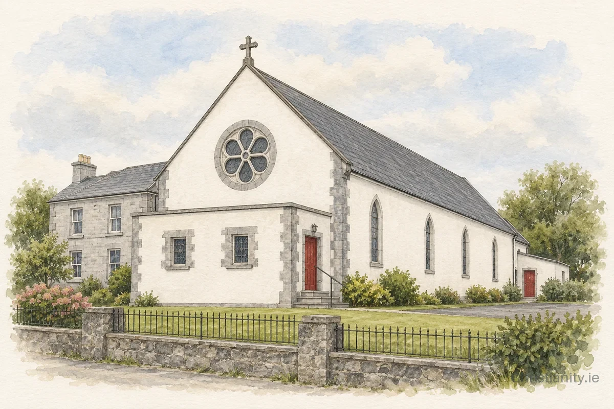 Watercolour and ink illustration of Church of St Joseph