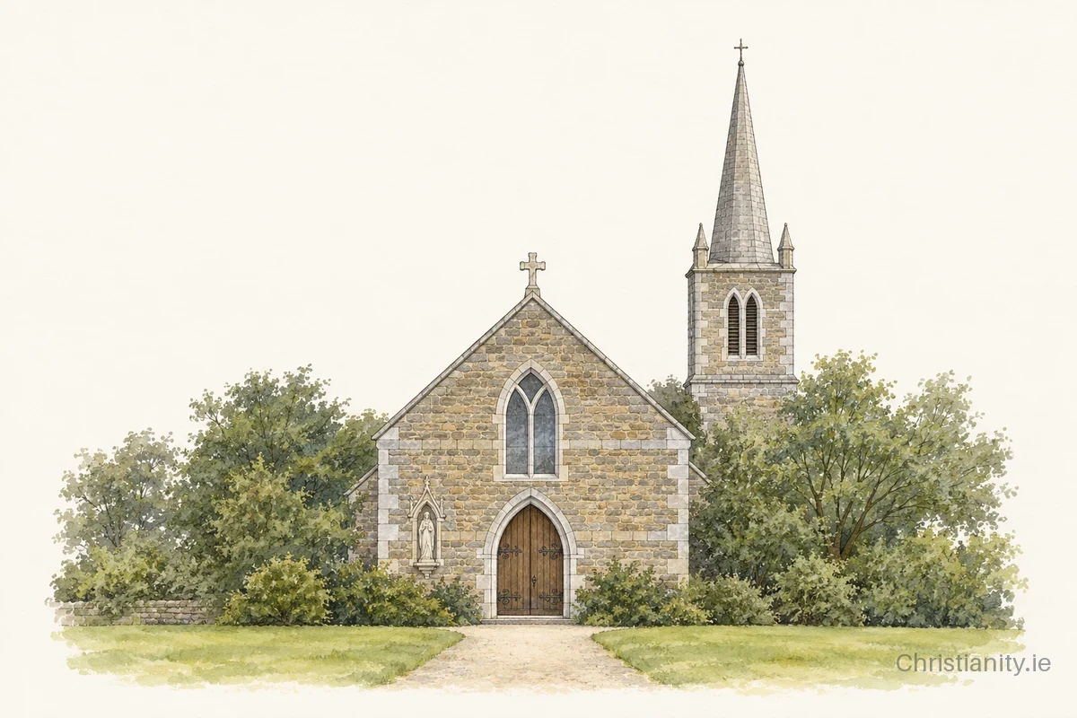 Watercolour and ink illustration of Church of St Joseph