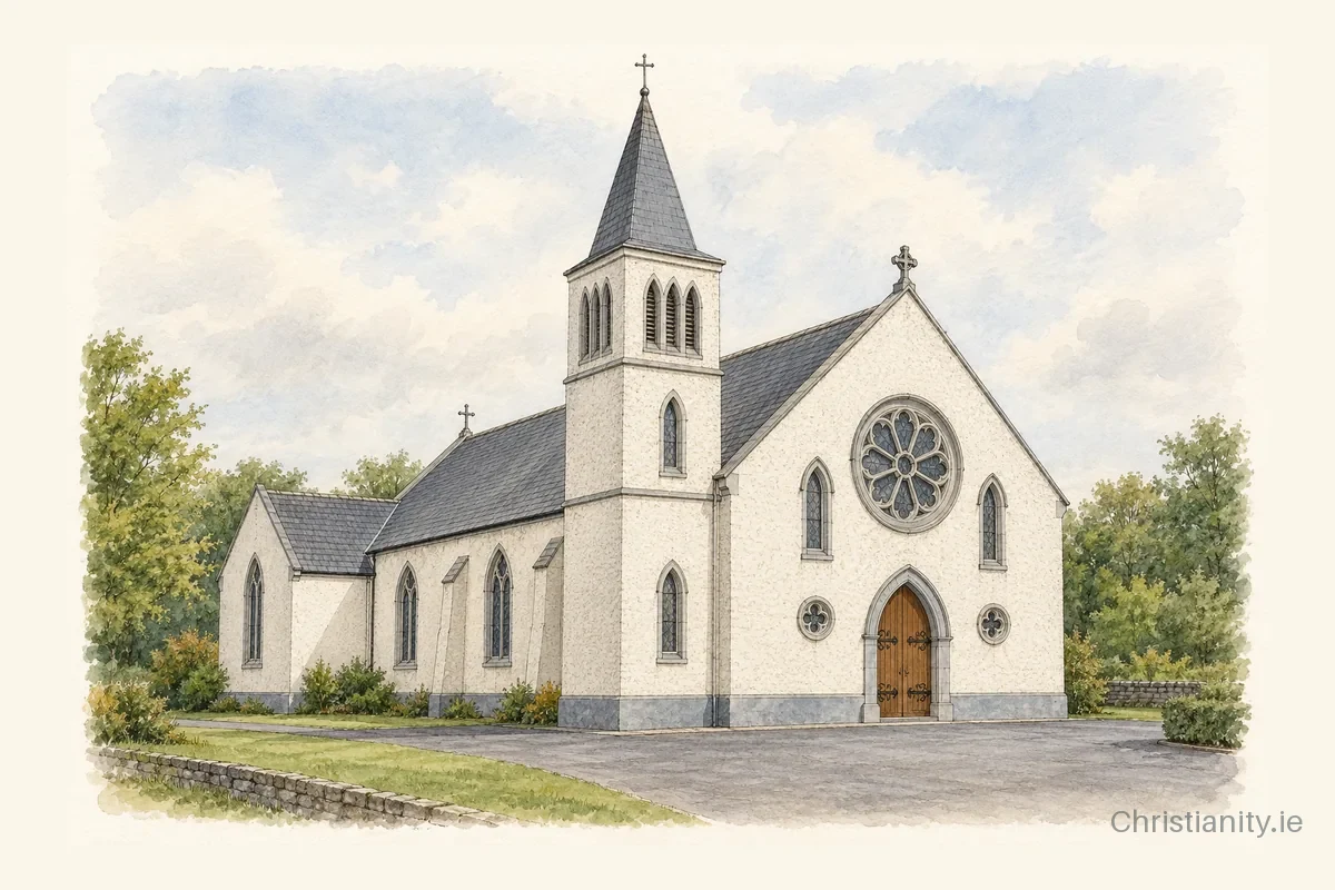 Watercolour and ink illustration of Church of St Joseph