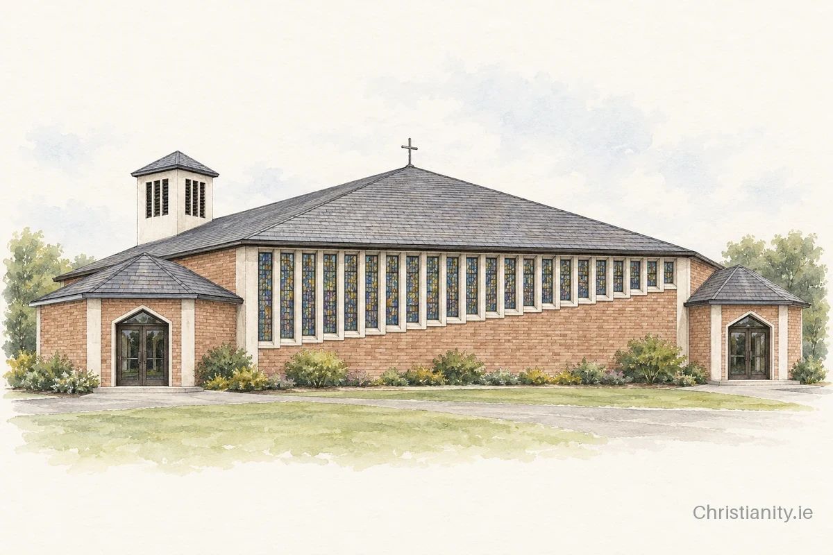 Watercolour and ink illustration of Church of St. Louis and St. Mary, Rathkenny