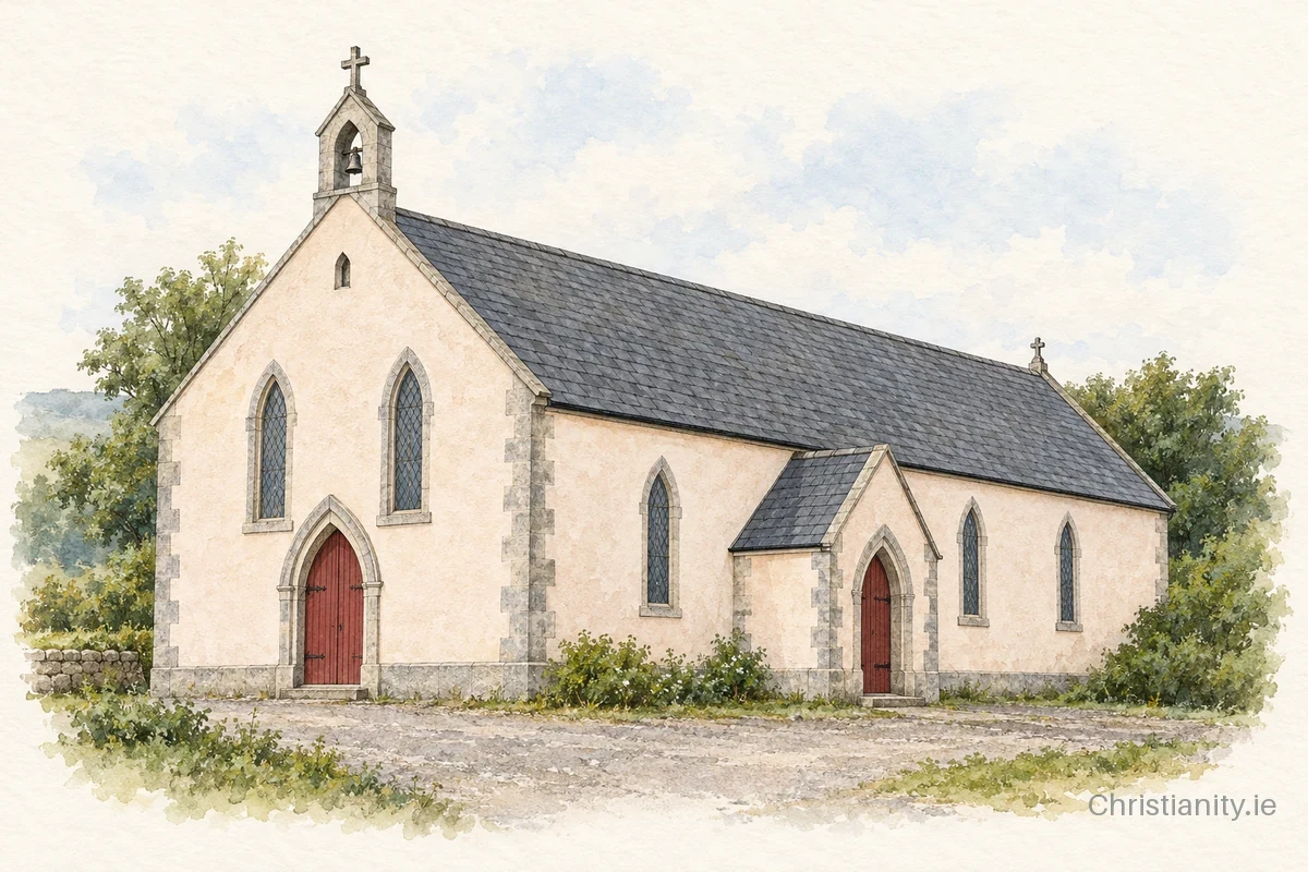 Watercolour and ink illustration of Church of St Mary