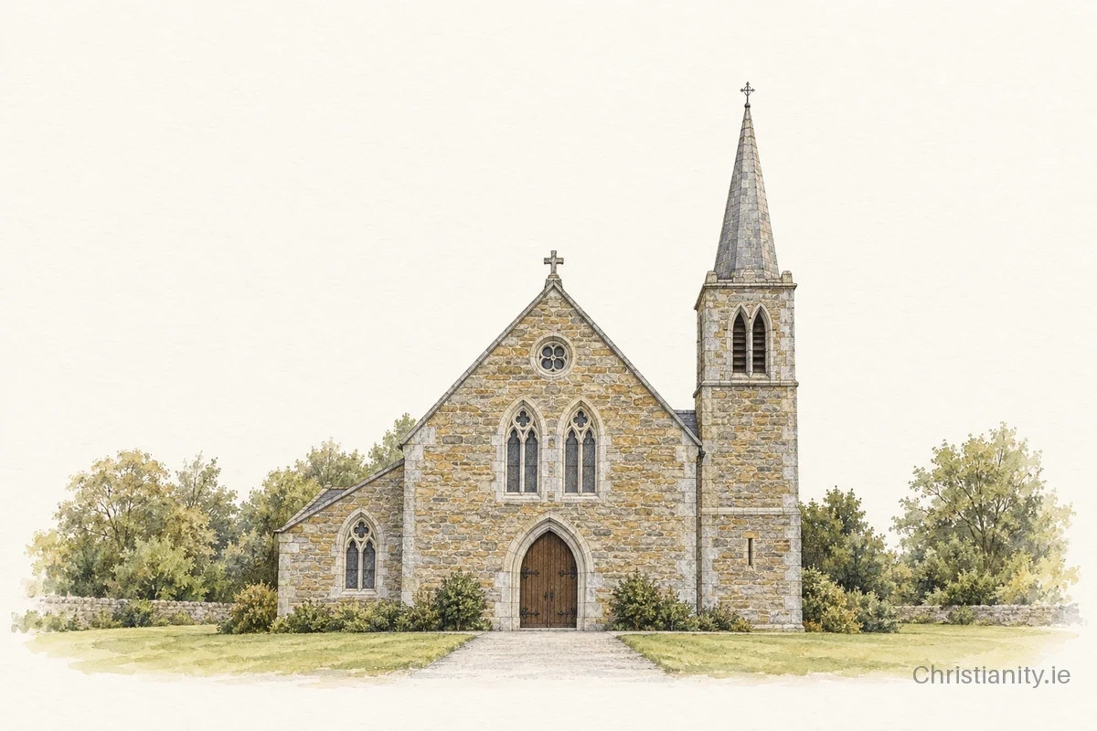 Watercolour and ink illustration of Church of St Mary