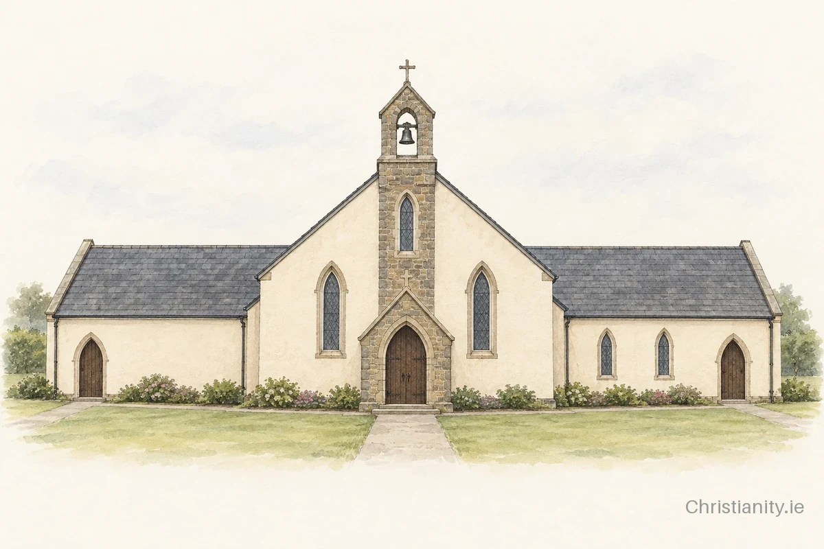 Watercolour and ink illustration of Church of St Mary