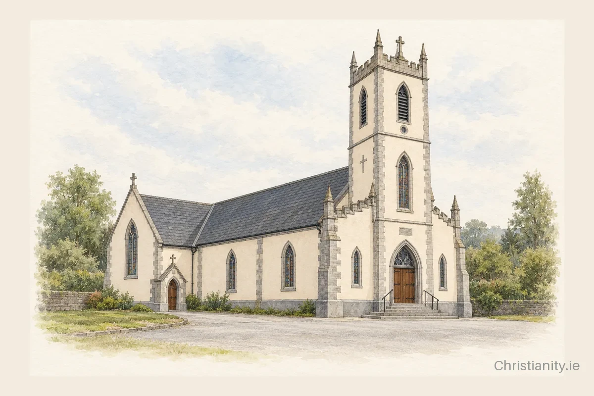 Watercolour and ink illustration of Church of St Mary, Kilsaran