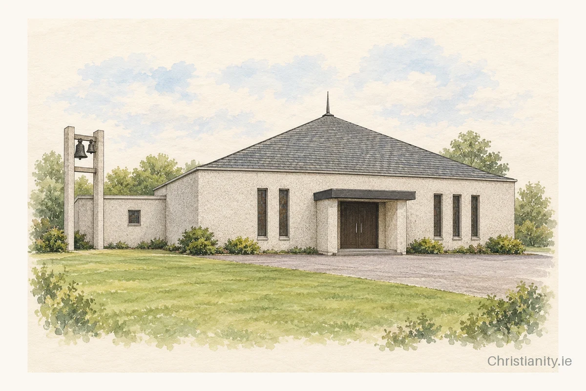 Watercolour and ink illustration of Church of St. Mary & St. Joseph, Dunkerrin