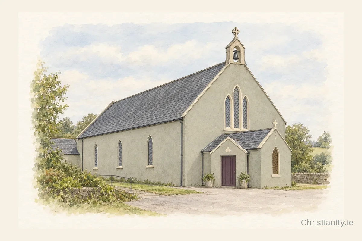 Watercolour and ink illustration of Church of St Mary & St Lawrence
