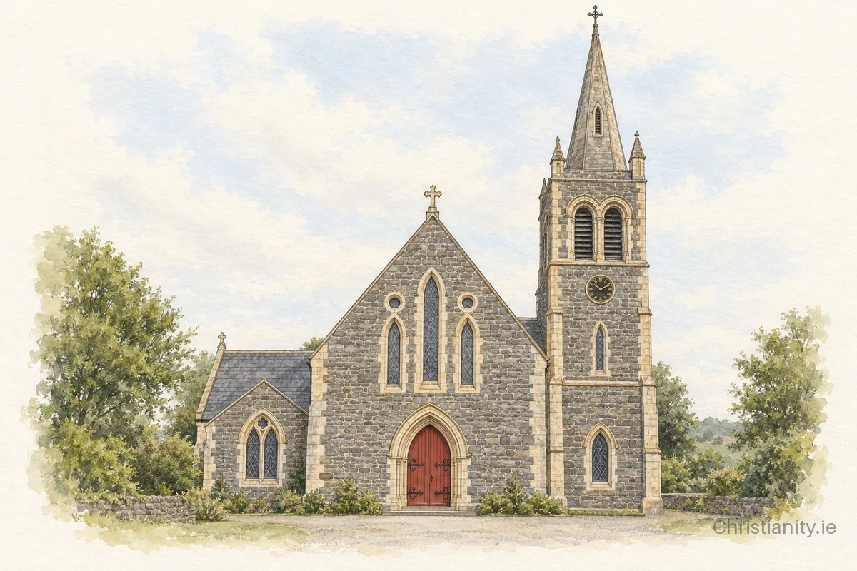 Watercolour and ink illustration of Church of St. Mary, Star of the Sea