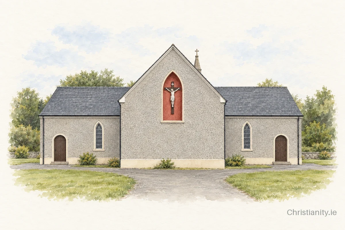 Watercolour and ink illustration of Church of St Michael, Kilmihil