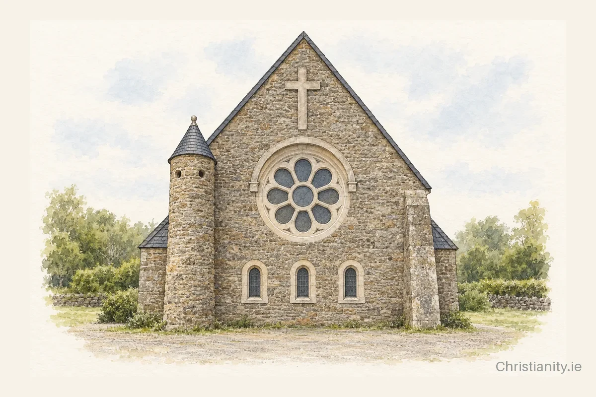 Watercolour and ink illustration of Church of St Michael the Archangel, Ballylongford