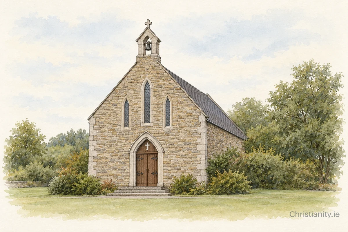 Watercolour and ink illustration of Church of St Patrick
