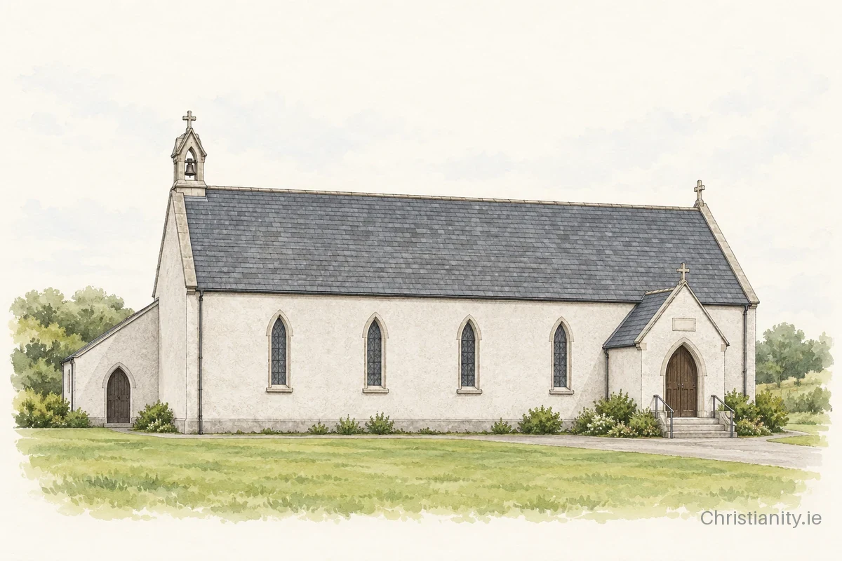 Watercolour and ink illustration of Church of St Patrick