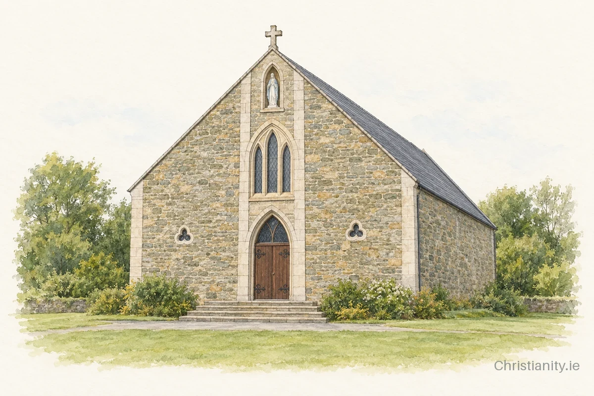 Watercolour and ink illustration of Church of St Patrick