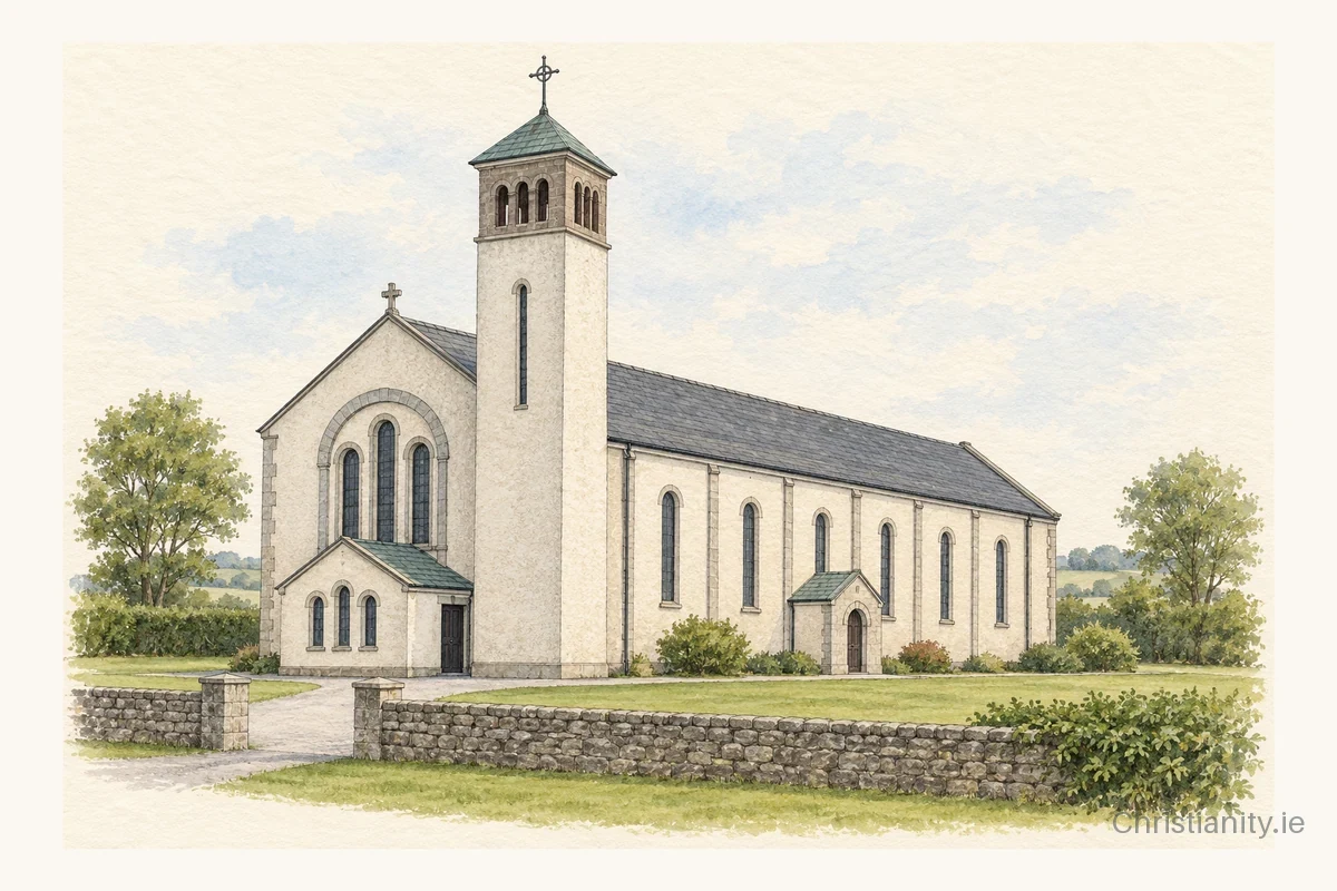 Watercolour and ink illustration of Church of St. Patrick & St. Brigid, Kilteely