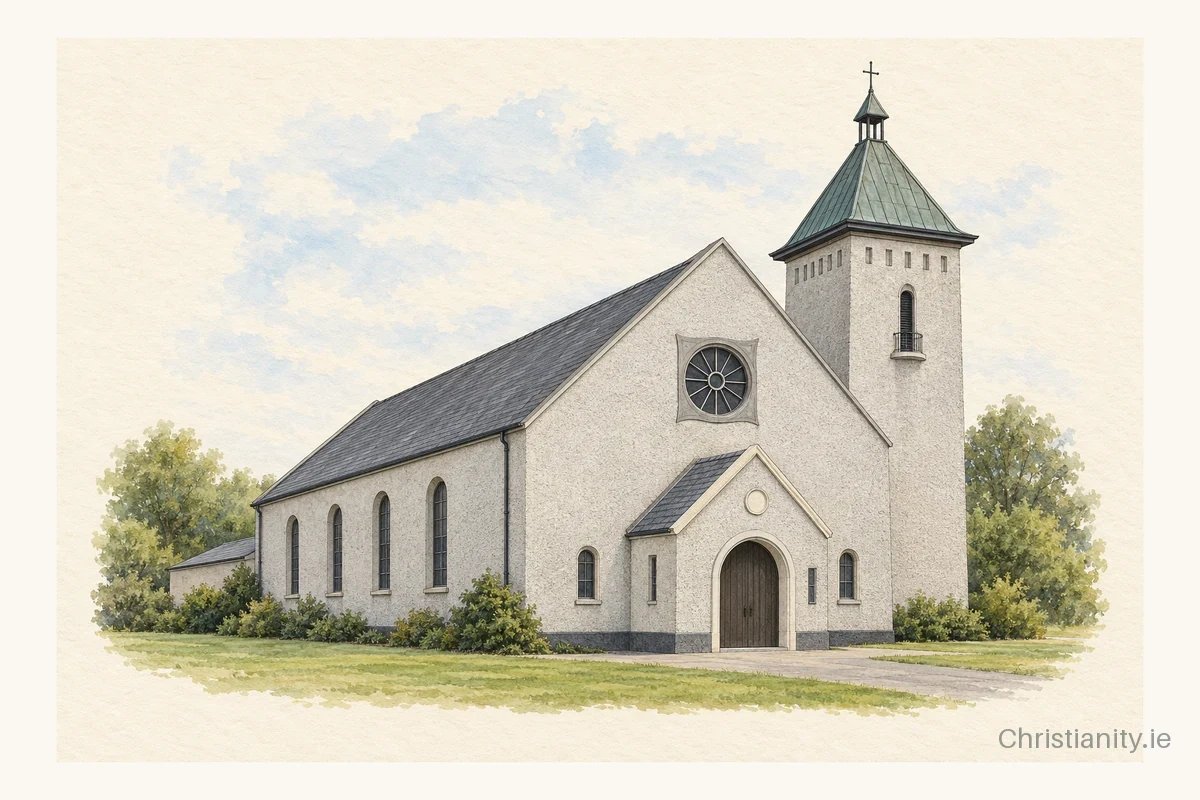 Watercolour and ink illustration of Church of St Patrick & St Saran, High Street