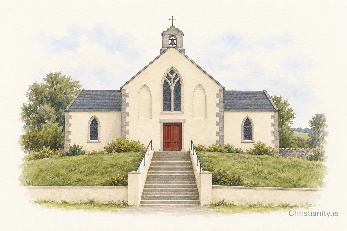Watercolour and ink illustration of Church of St Peter