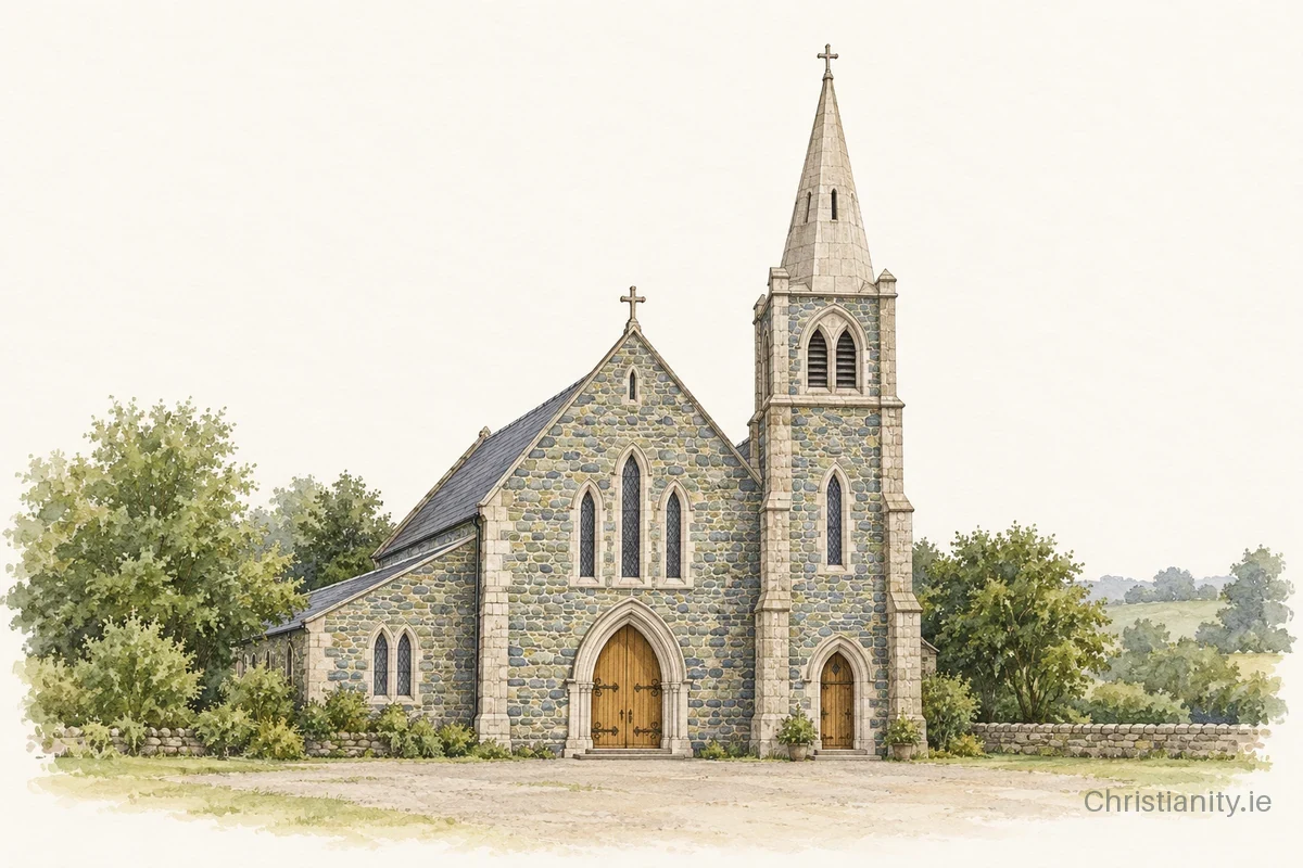 Watercolour and ink illustration of Church of St Peter & St Paul