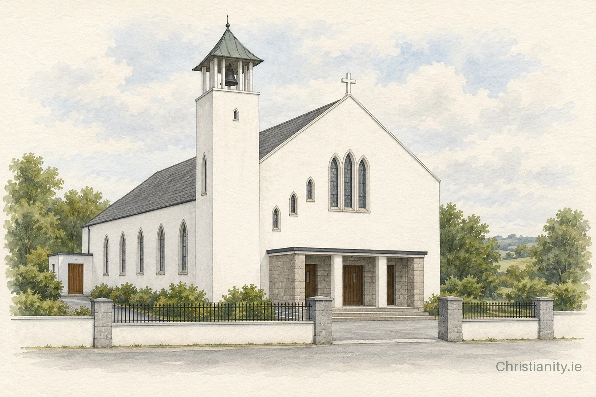 Watercolour and ink illustration of Church of the Assumption, Dunderry