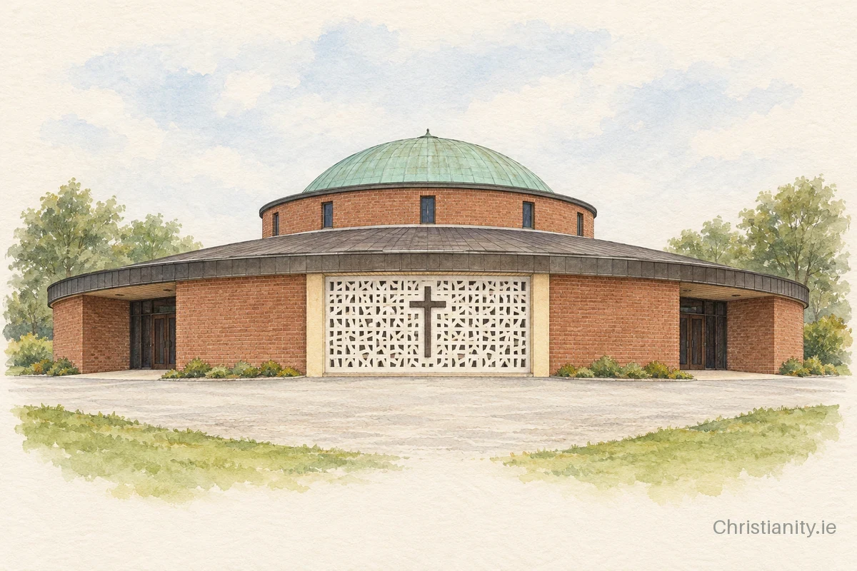 Watercolour and ink illustration of Church of the Assumption of the Blessed Virgin Mary, Ballylanders