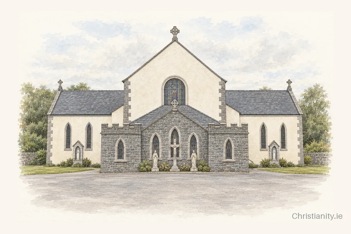 Watercolour and ink illustration of Church Of The Assumption, Paulstown