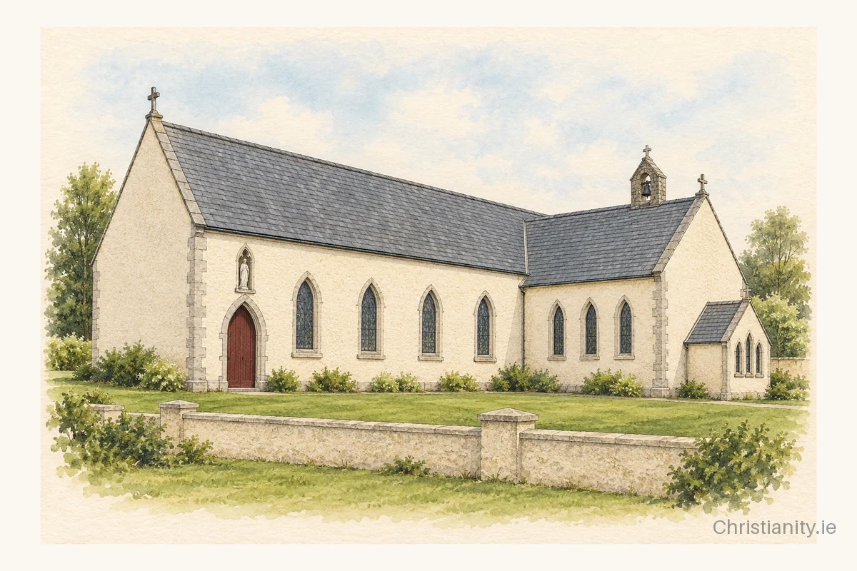 Watercolour and ink illustration of Church of the Blessed Sacrament, Golden