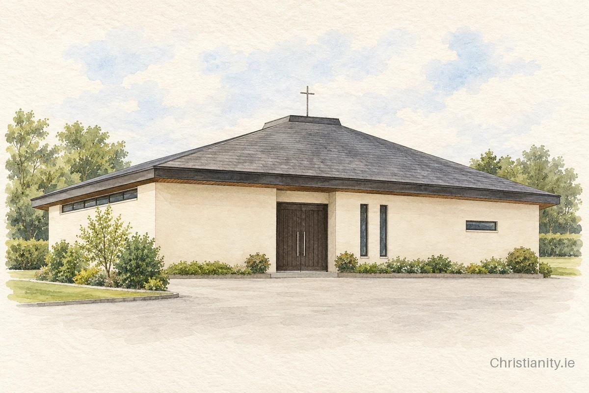 Watercolour and ink illustration of Church of the Blessed Virgin, Patrickswell