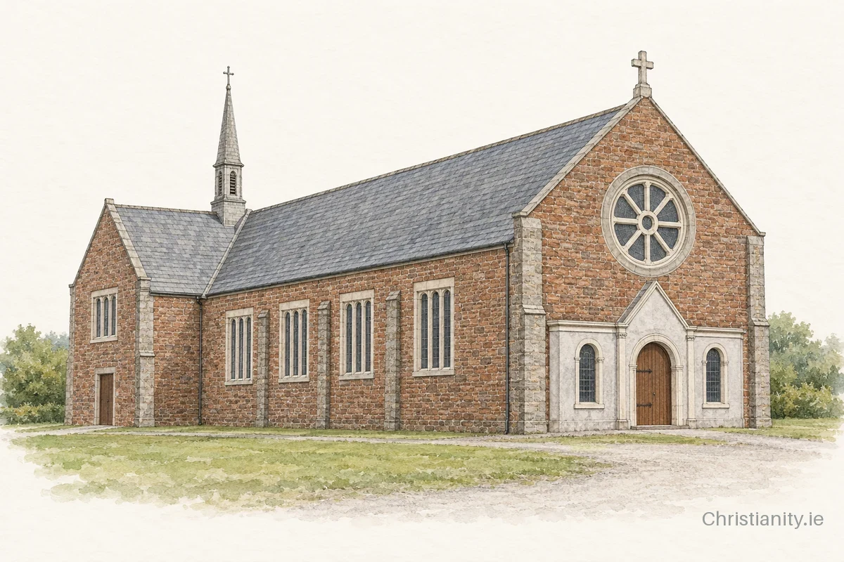 Watercolour and ink illustration of Church of the Holy Cross, Glanworth