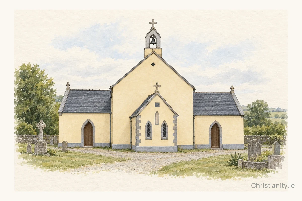 Watercolour and ink illustration of Church Of The Holy Cross, Ratheniska