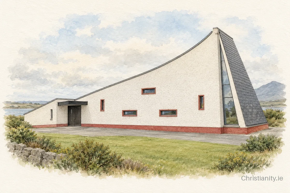 Watercolour and ink illustration of Church of the Holy Family